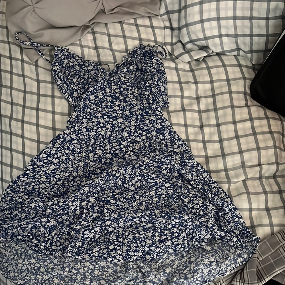 Cider Blue and White Floral Dress